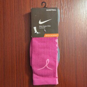 Original Breast Cancer Kay Yow Nike Elite Socks Pink Crew Size Large Basketball